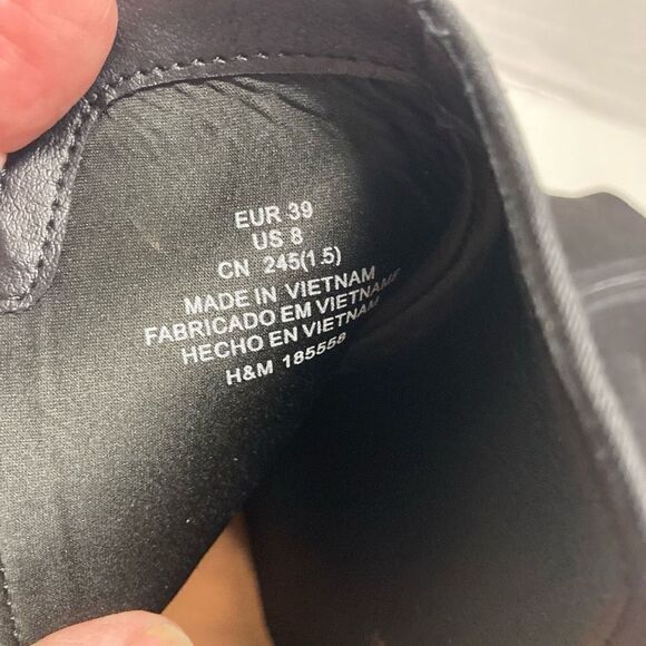 H&M Women's Faux Suede Leather Ankle Wedge Heel Zip Boots Black Size 8 - Picture 8 of 12